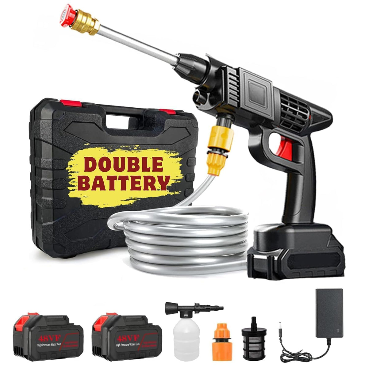 Premium Rechargeable High Pressure Washer Gun – Car, Solar & Home Cleaning