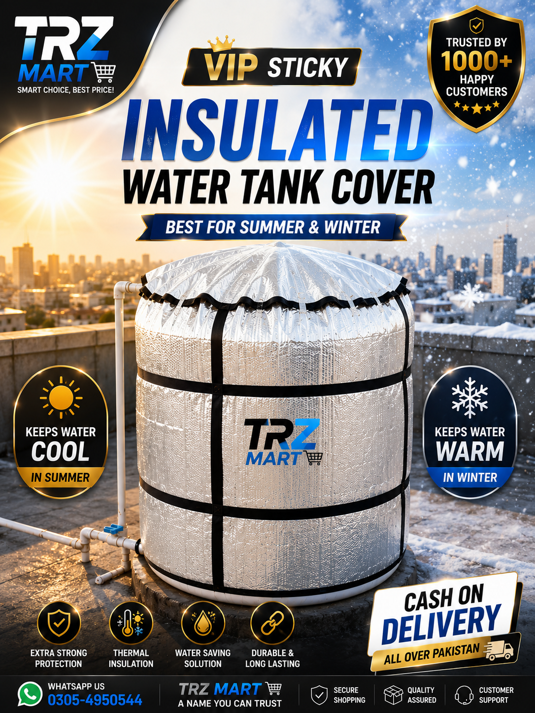 VIP Quality 3-Layer Insulated Water Tank Cover – Free Delivery All Over Pakistan