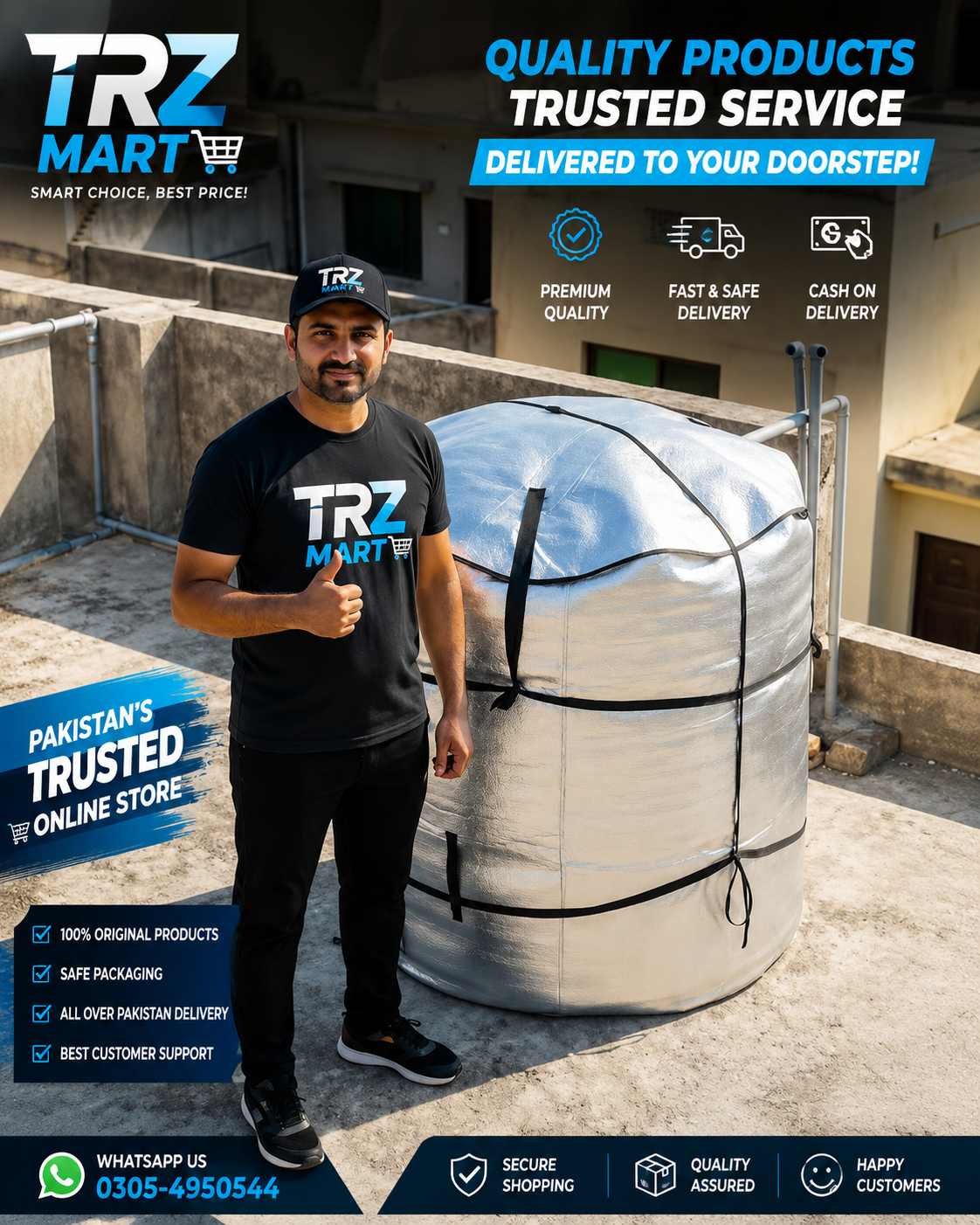 VIP Quality 3-Layer Insulated Water Tank Cover – Free Delivery All Over Pakistan