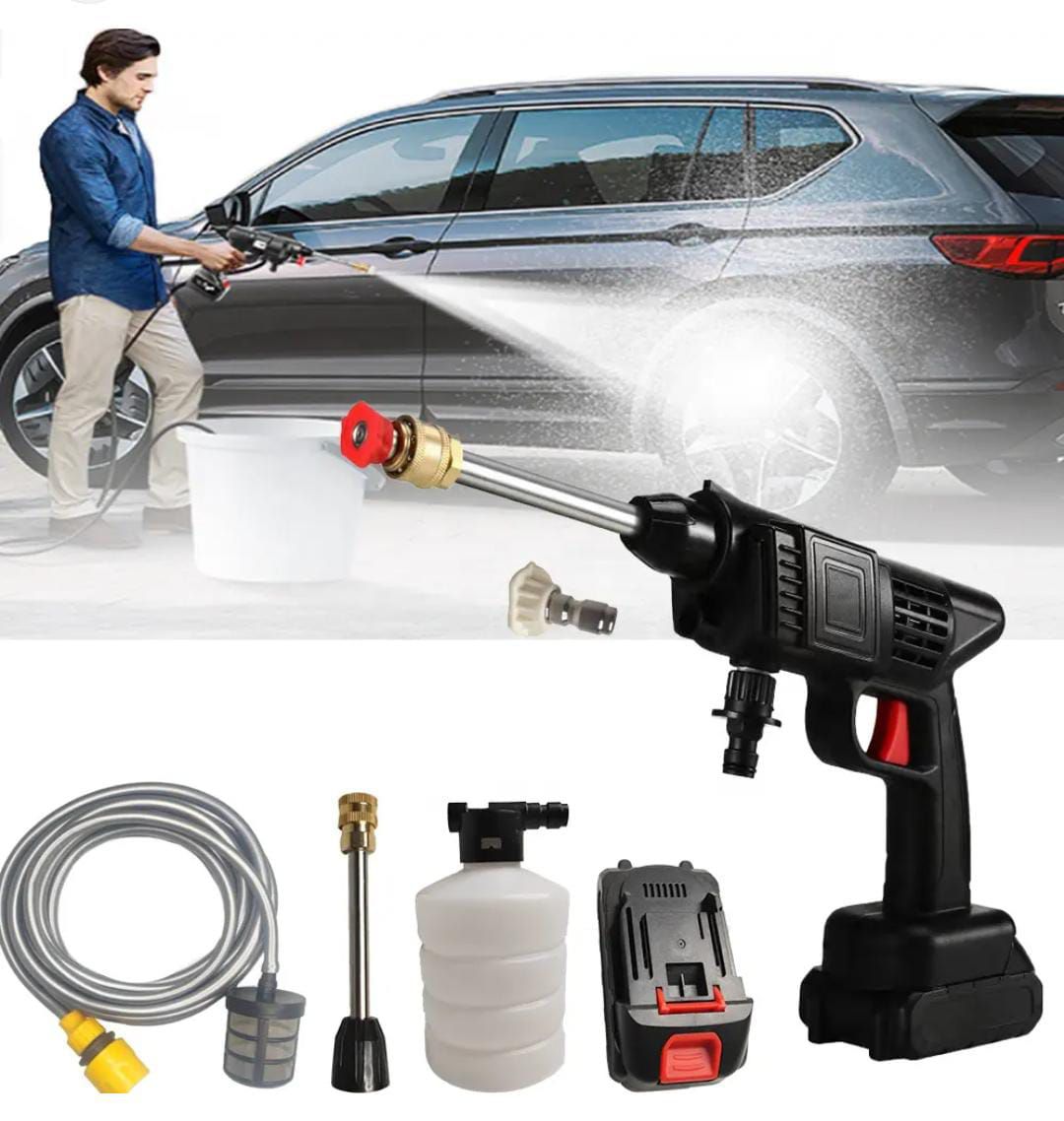 Premium Rechargeable High Pressure Washer Gun – Car, Solar & Home Cleaning