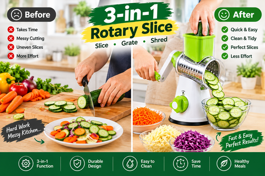 3-in-1 Rotary Drum Vegetable Grater & Slicer