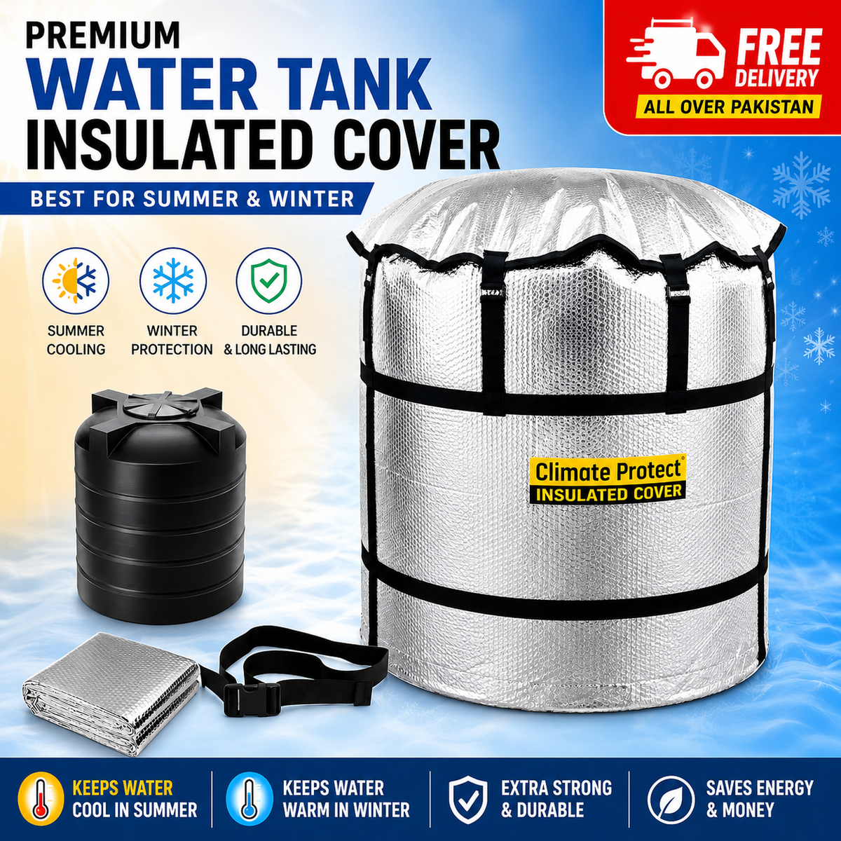 VIP Quality 3-Layer Insulated Water Tank Cover – Free Delivery All Over Pakistan