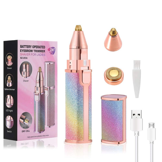 2‑in‑1 Electric Eyebrow Trimmer & Facial Hair Remover for Women - Compact & Rechargeable